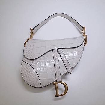 Saddle white crocodile leather