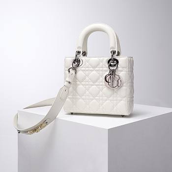 DIOR My ABCDIOR Lady White Lambskin Bag with Silver Hardware