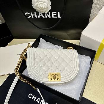 Chanel Small Boy Messenger White Bag