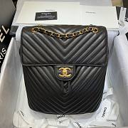 Chanel Chevron Lambskin Black Gold Hardware Large Backpack  - 1