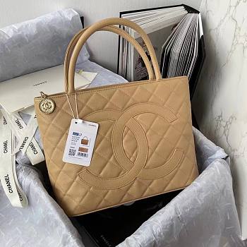 Chanel tote shopping CC beige leather beige bag