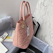 Chanel tote shopping CC beige leather pink bag - 2