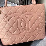 Chanel tote shopping CC beige leather pink bag - 5