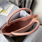 Chanel tote shopping CC beige leather pink bag - 6