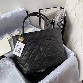 Chanel tote shopping CC beige leather black bag 