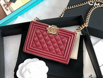 Chanel mini boy 22A gold red bag