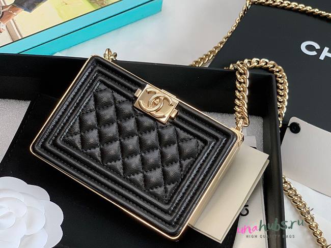 Chanel mini boy 22A gold black bag - 1