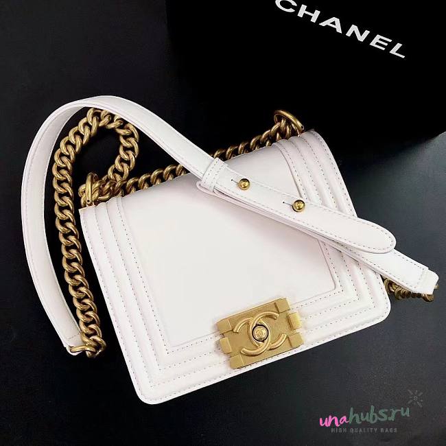 Chanel mini leboy white flap bag - 1