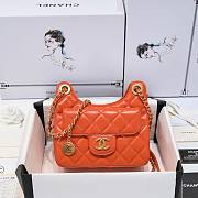 Chanel small shoulder bag in orange leather - 1