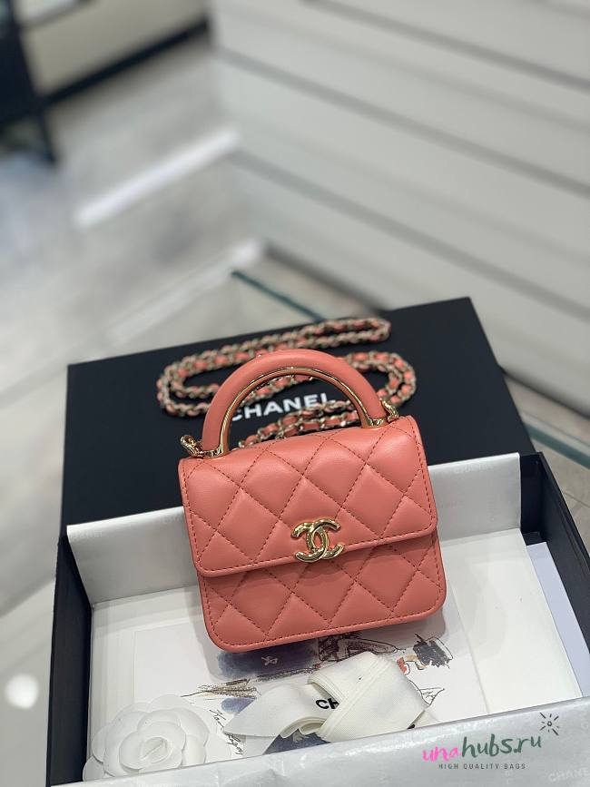 Chanel super mini handle orange bag - 1