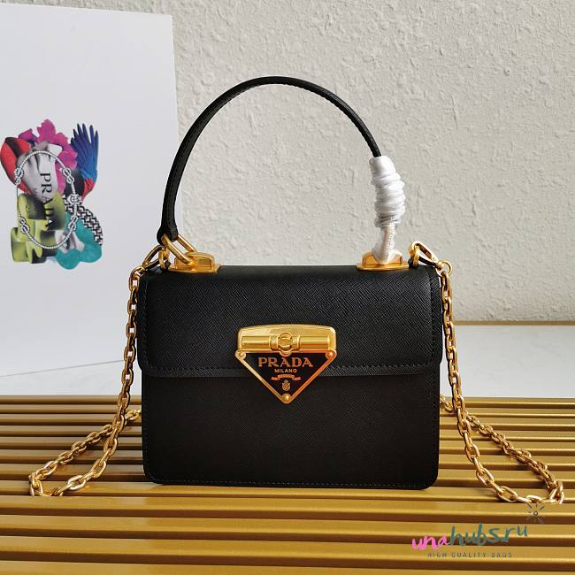 Prada Saffiano Leather Symbole Black Bag 1BN021 - 1