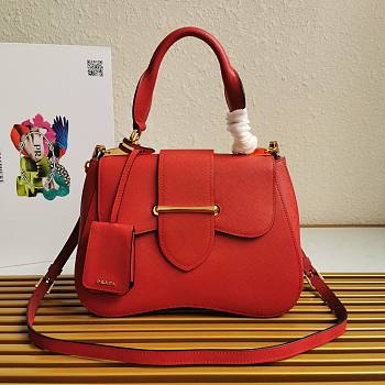 Prada Saffiano Red Leather Medium Sidonie Bag 1BN005