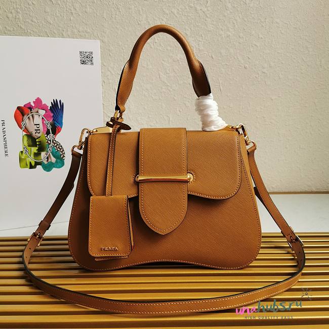 Prada Saffiano Brown Leather Medium Sidonie Bag 1BN005 - 1