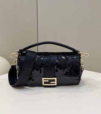 Fendi Baguette Medium Black Sequined Bag 