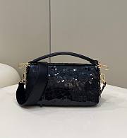 Fendi Baguette Medium Black Sequined Bag  - 4