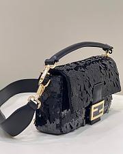 Fendi Baguette Medium Black Sequined Bag  - 5