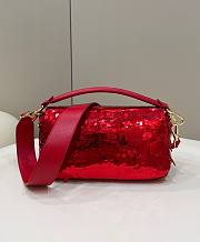 Fendi Baguette Medium Red Sequined Bag - 6