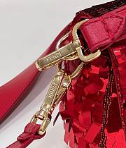 Fendi Baguette Medium Red Sequined Bag - 4