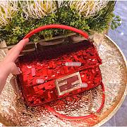 Fendi Baguette Medium Red Sequined Bag - 3