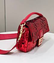 Fendi Baguette Medium Red Sequined Bag - 2