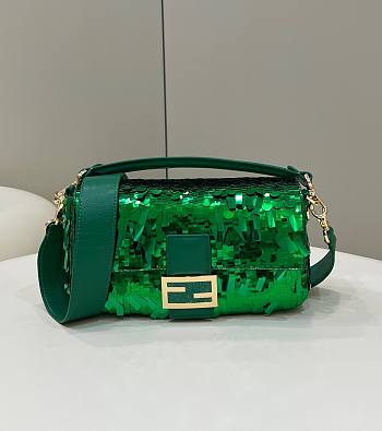 Fendi Baguette Medium Green Sequined Bag