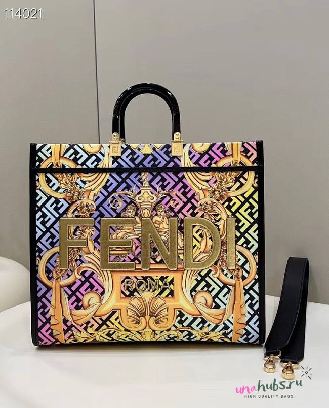 FENDI Sunshine Fendace Printed FF colorful leather shopper - 1