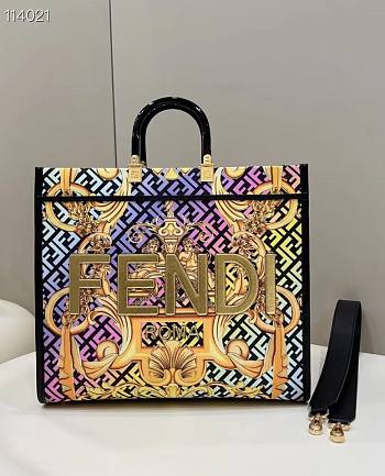 FENDI Sunshine Fendace Printed FF colorful leather shopper