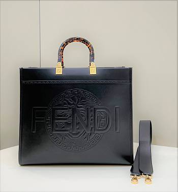 FENDI Fendace Baguette large black leather bag