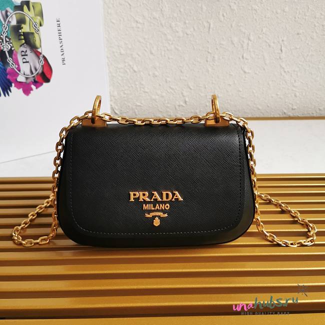 Prada Saffiano Black Leather Bag - 1