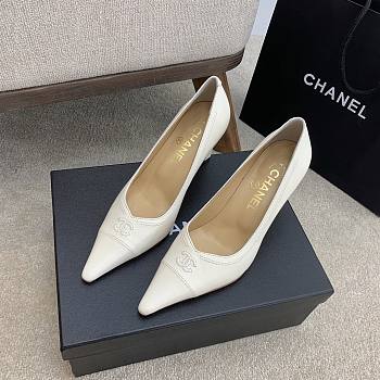 Chanel white heels 