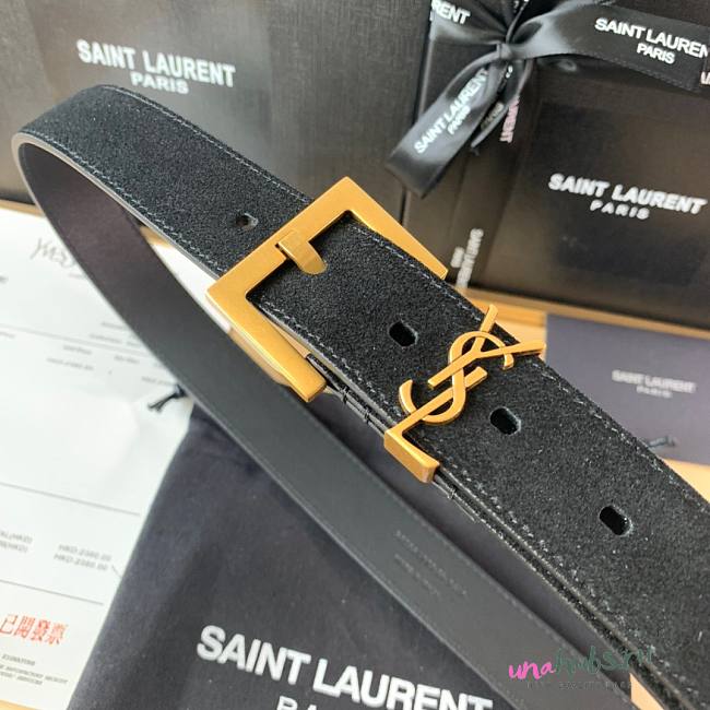 YSL suede black leather belt - 1