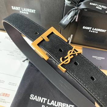 YSL suede black leather belt