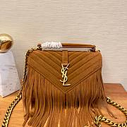 YSL college brown suede leather bag - 4