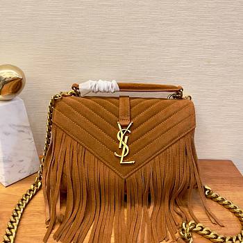 YSL college brown suede leather bag