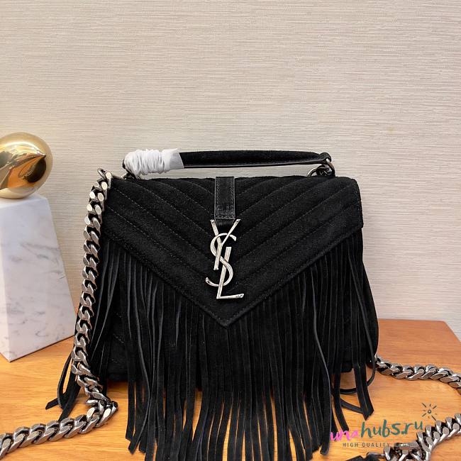 YSL college black suede leather bag - 1