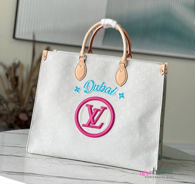 Louis Vuitton onthego pink embroidered GM bag - 1