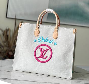 Louis Vuitton onthego pink embroidered GM bag