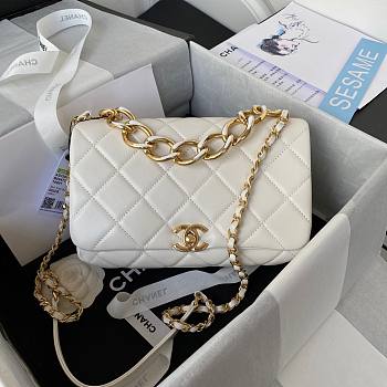 Chanel flap metal mix white lambskin bag