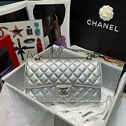 Chanel Silver Lambskin Medium Classic Double Flap Bag - 2