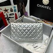 Chanel Silver Lambskin Medium Classic Double Flap Bag - 3