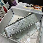 Chanel Silver Lambskin Medium Classic Double Flap Bag - 6