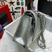 Chanel Silver Lambskin Medium Classic Double Flap Bag - 5