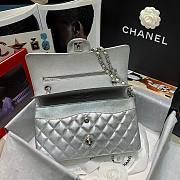 Chanel Silver Lambskin Medium Classic Double Flap Bag - 4