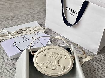 Celine Oval Cuir Triomphe white calfskin bag