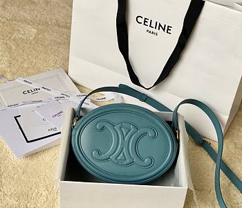 Celine Oval Cuir Triomphe blue calfskin bag