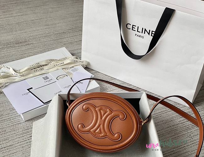 Celine Oval Cuir Triomphe brown calfskin bag - 1