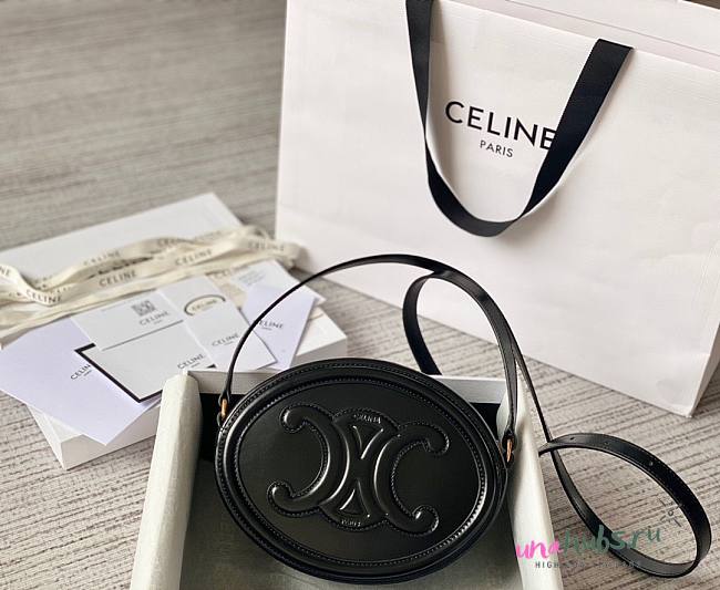 Celine Oval Cuir Triomphe black calfskin bag - 1