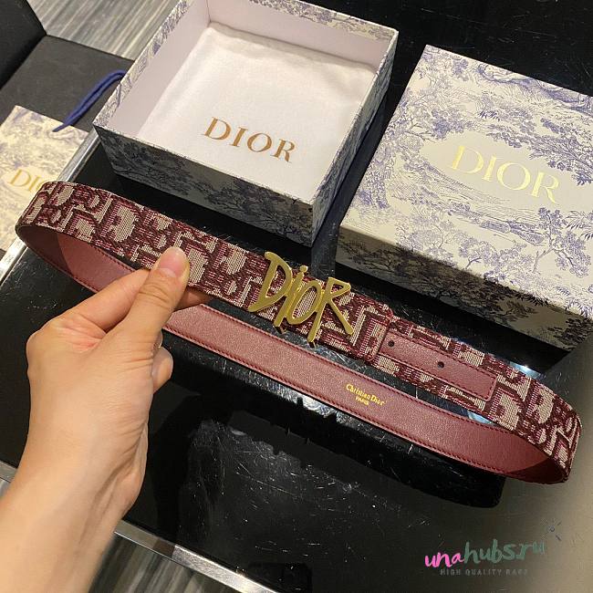 Dior logo red 2cm belt - 1