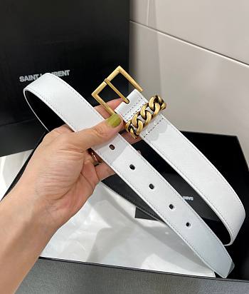 YSL white belt 3cm