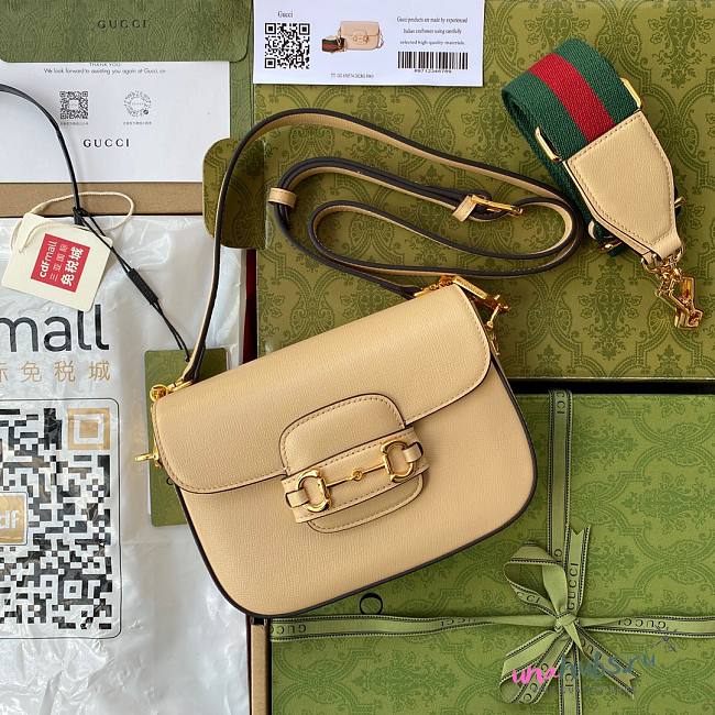 Gucci Horsebit 1955 mini beige bag - 1